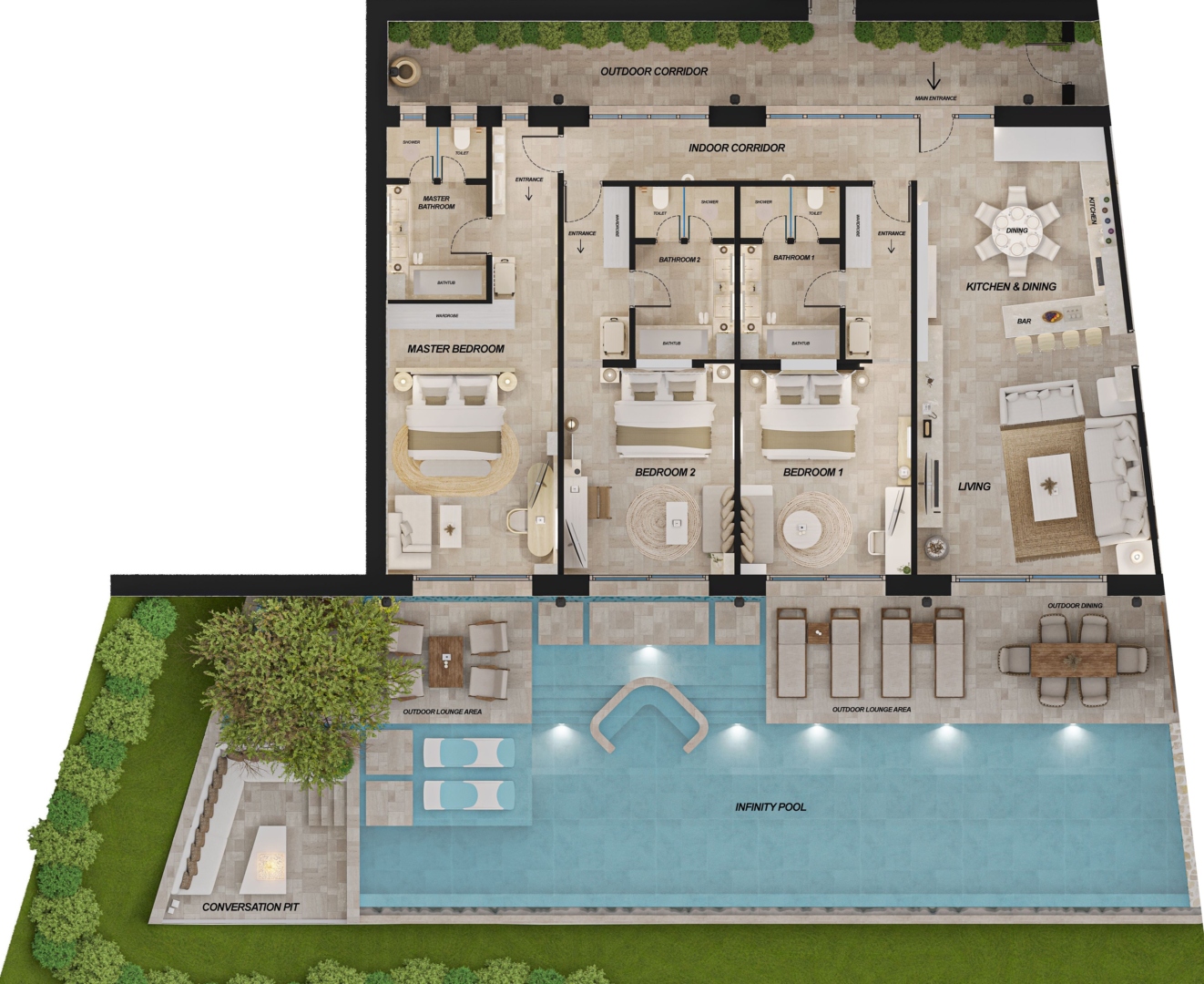 The Edge Three Bedroom Sea Front Pool Villa